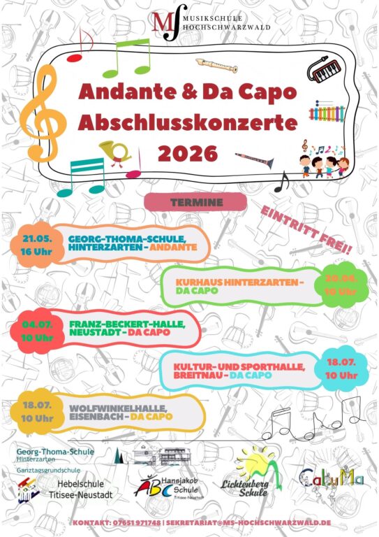 Andante und Da Capo Abschlusskonzerte 2026
